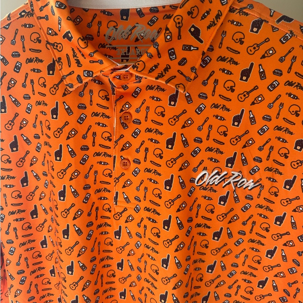 Old Row Shirt Men’s 3XL Orange #1 Tailgater Printed Polo Performance Golf